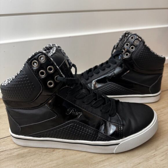 Pastry Pop Tart Grid High Top Sneakers Black Patent Hip Hop Style Women's 7.5 - Picture 5 of 16